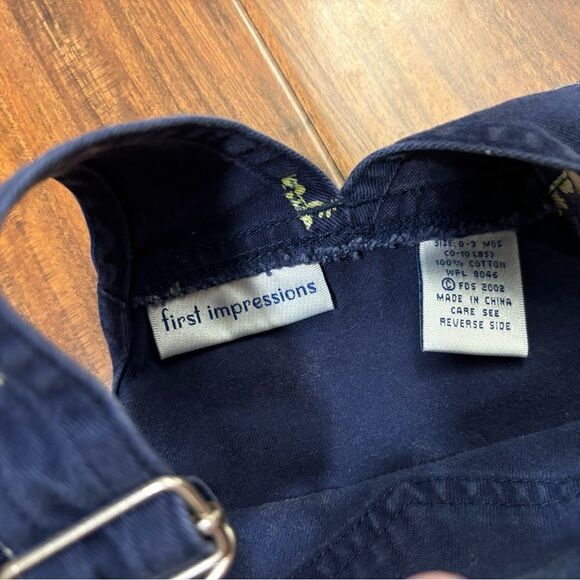 First Impressions navy frog overall romper/onesie - Picture 4 of 4
